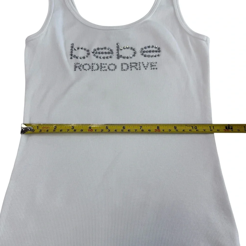 Bebe Logo Rodeo Drive White Tank Top Size M - Picture 11 of 14